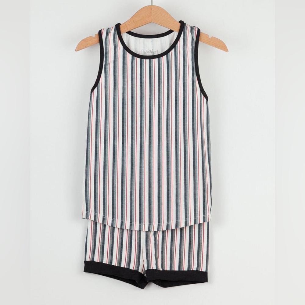 Well Dressed Wolf PJ1004 Simply Sleep: Pirate Stripes Racerback set